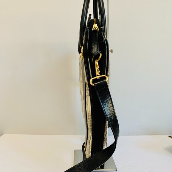 CHARLES DAVID SNAKESKIN AND LEATHER SATCHEL WITH DUST BAG EXOTIC - Picture 8 of 13